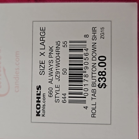 NWT CANDIES Hot Pink Animal print Button-up shirt with roll sleeves Sz XL - Picture 8 of 8